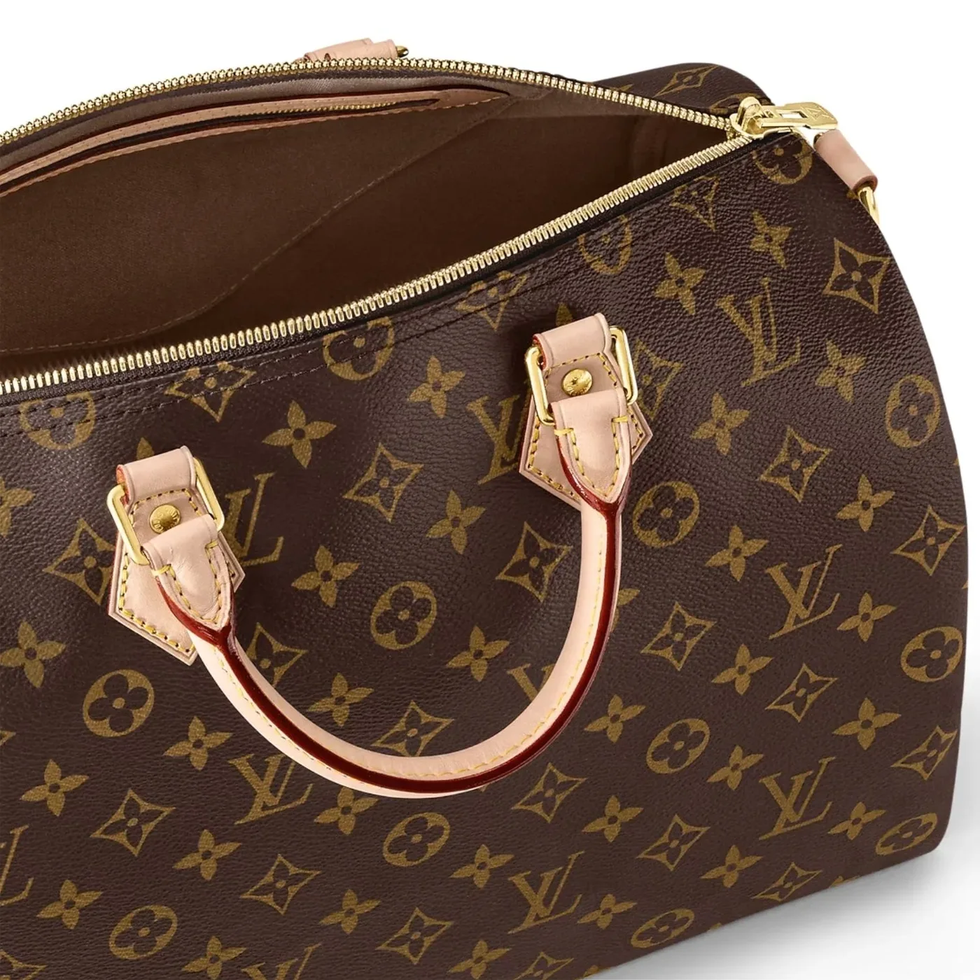 Louis Vuitton Speedy Bandouliere 35 Top Handle Bag in Brown Gold Hardware