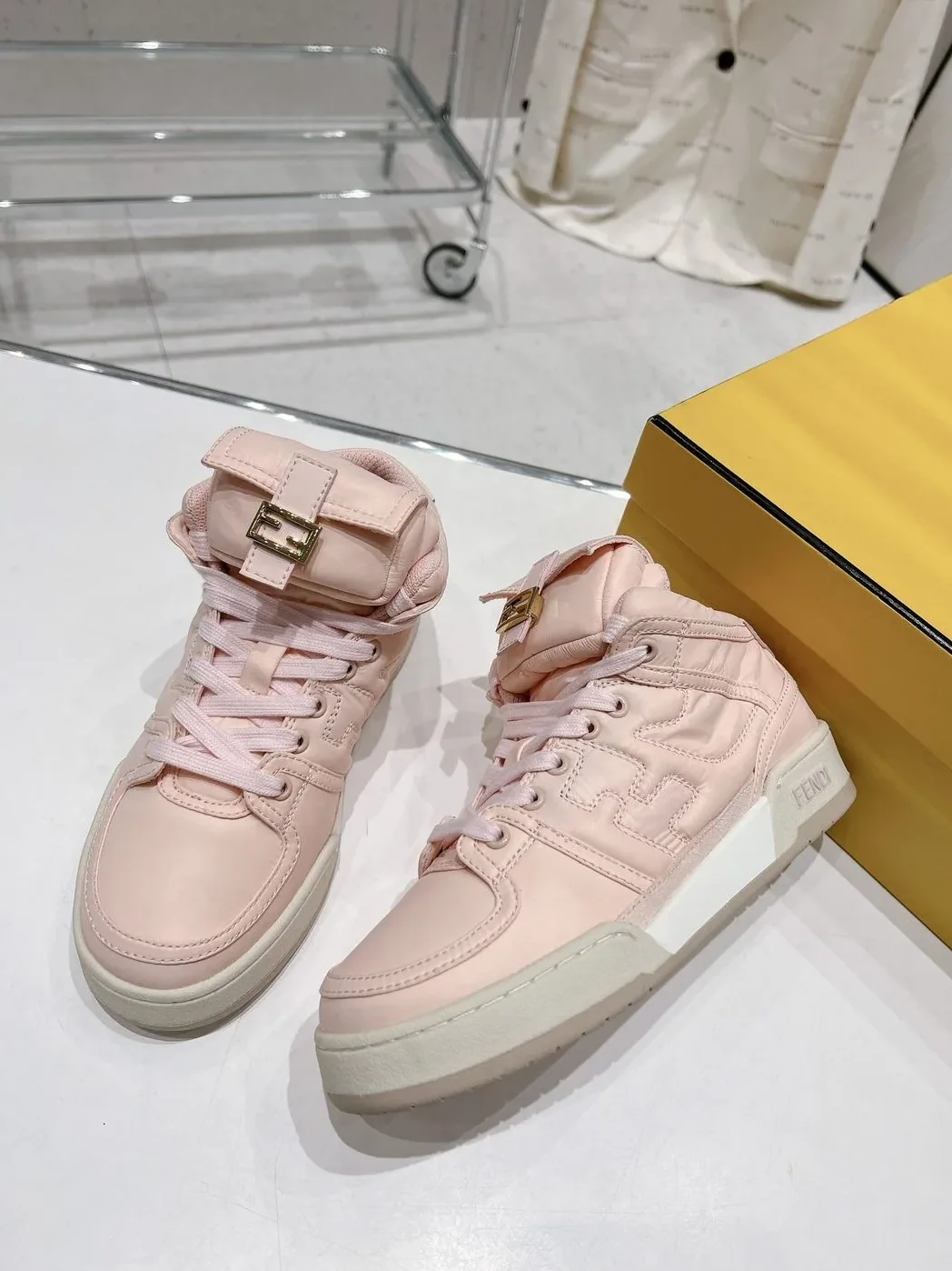 FD Fendi Match Lace-Up High-Top Sneakers Pink 8E8380ALIRF1JG9 FD Fendi Match Lace-Up High-Top Sneakers Pink 8E8380ALIRF1JG9