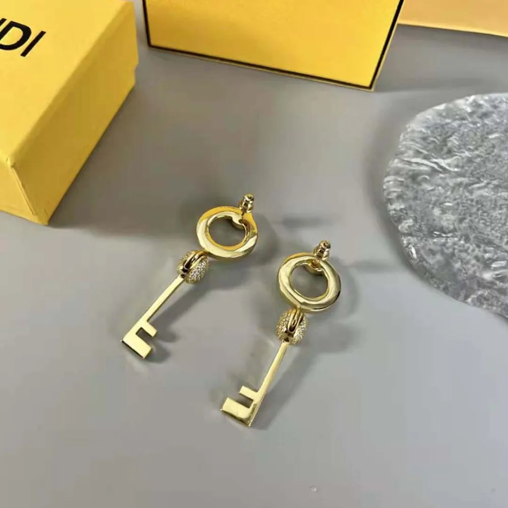 Fendi Master Key Earrings Gold for Women in Colored Earrings