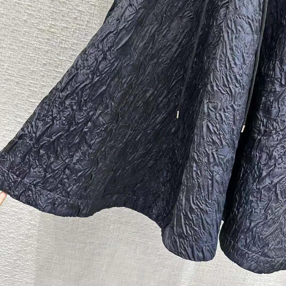 Dior Short Flared Dress Black Matte Cloqué for Women in Effect Technical Fabric Dior Short Flared Dress Black Matte Cloqué for Women in Effect Technical Fabric