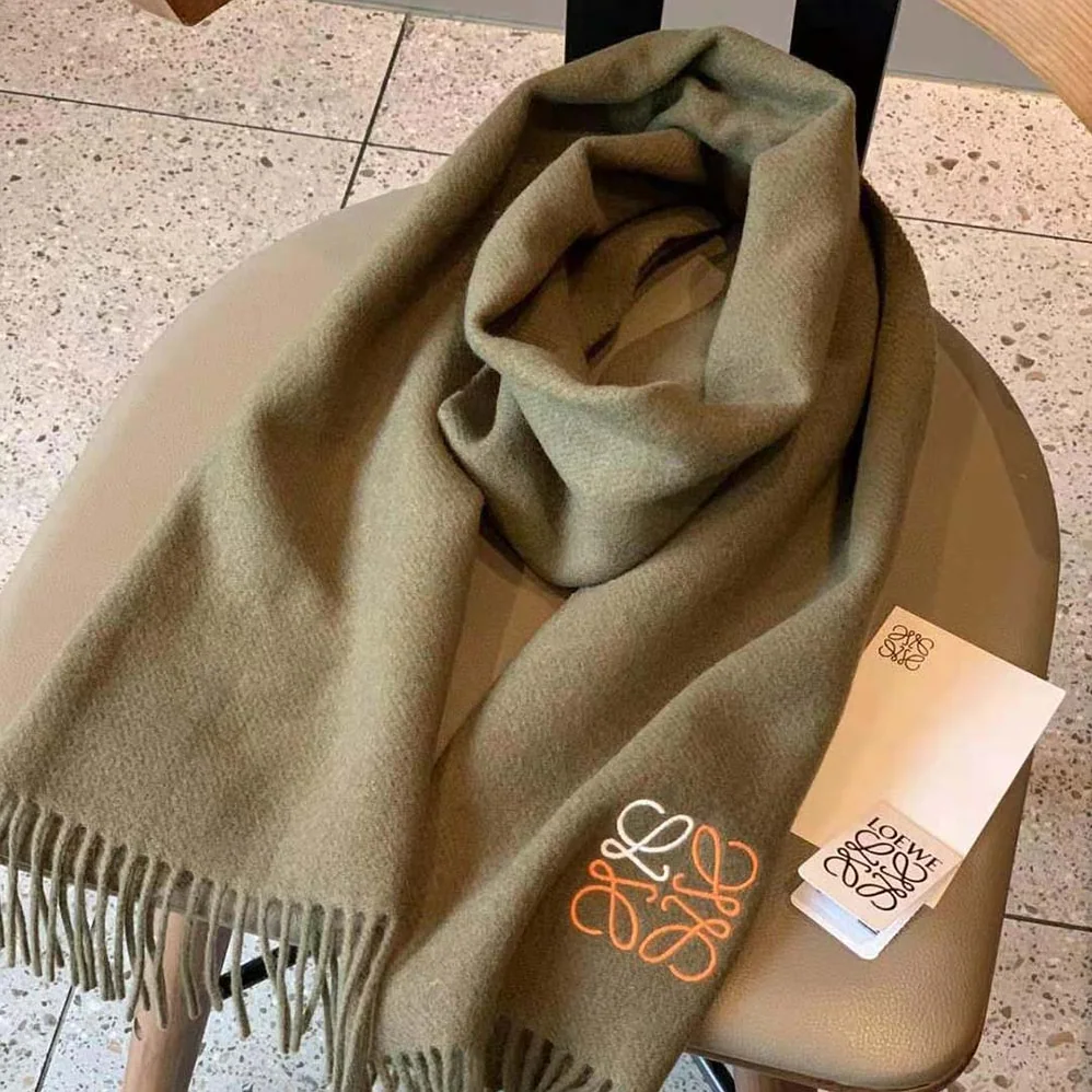 Loewe Anagram Scarf in Cashmere for Women in Dark Green Loewe Anagram Scarf in Cashmere for Women in Dark Green