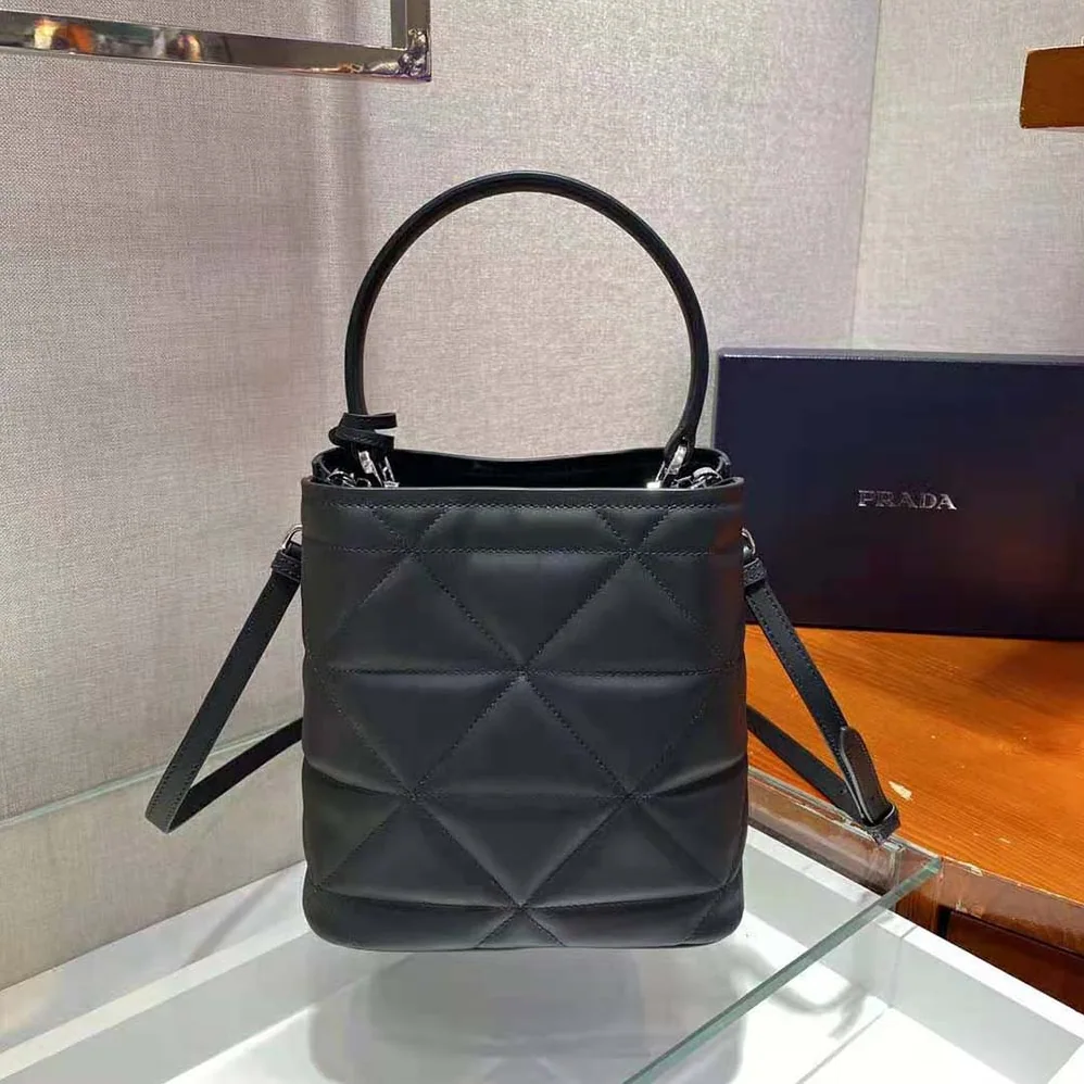 Prada Bucket Design Spectrum Leather Bag for Women in Black Prada Bucket Design Spectrum Leather Bag for Women in Black