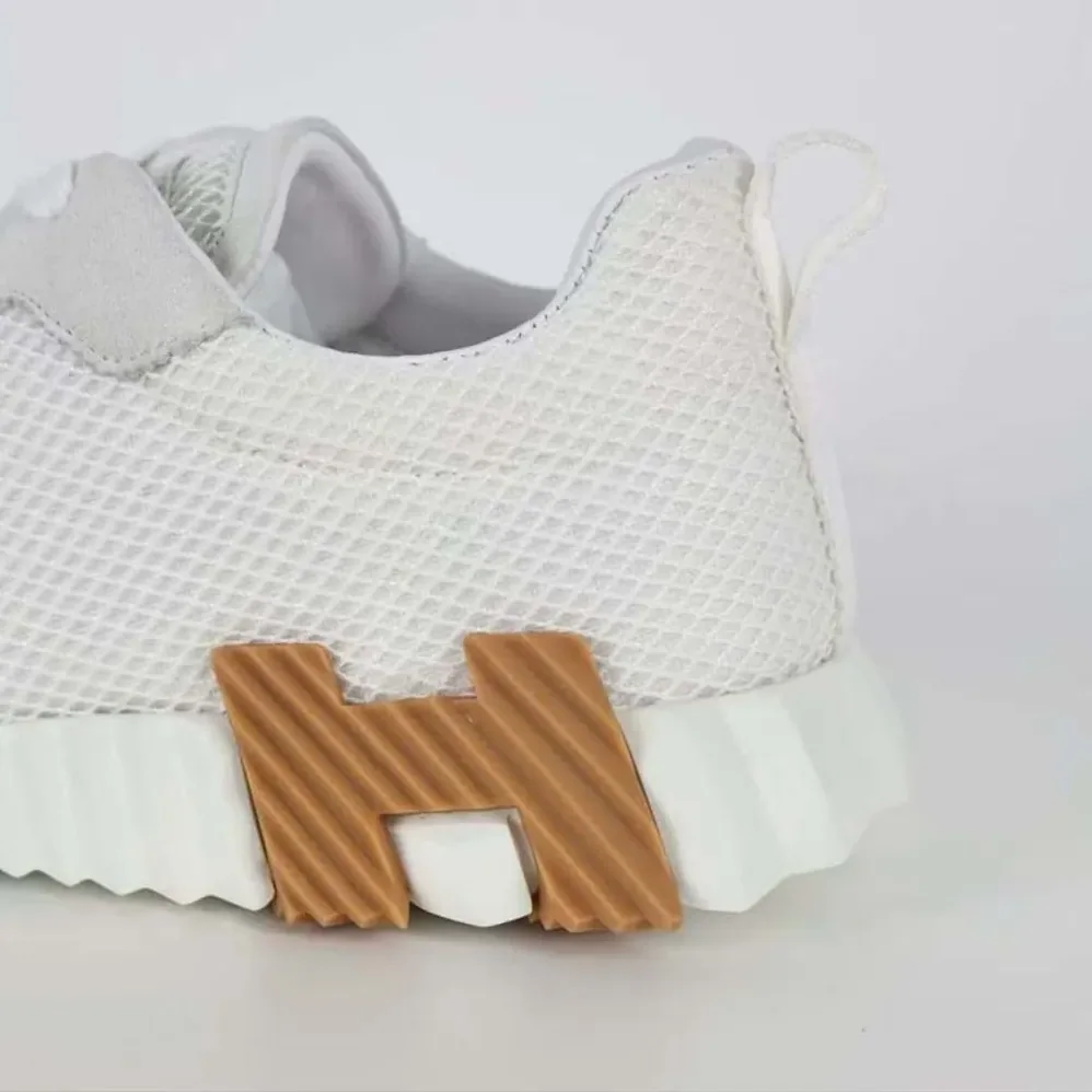 Hermes Bouncing Sneaker in Graphic Mesh and Suede Goatskin for Unisex in White Hermes Bouncing Sneaker in Graphic Mesh and Suede Goatskin for Unisex in White