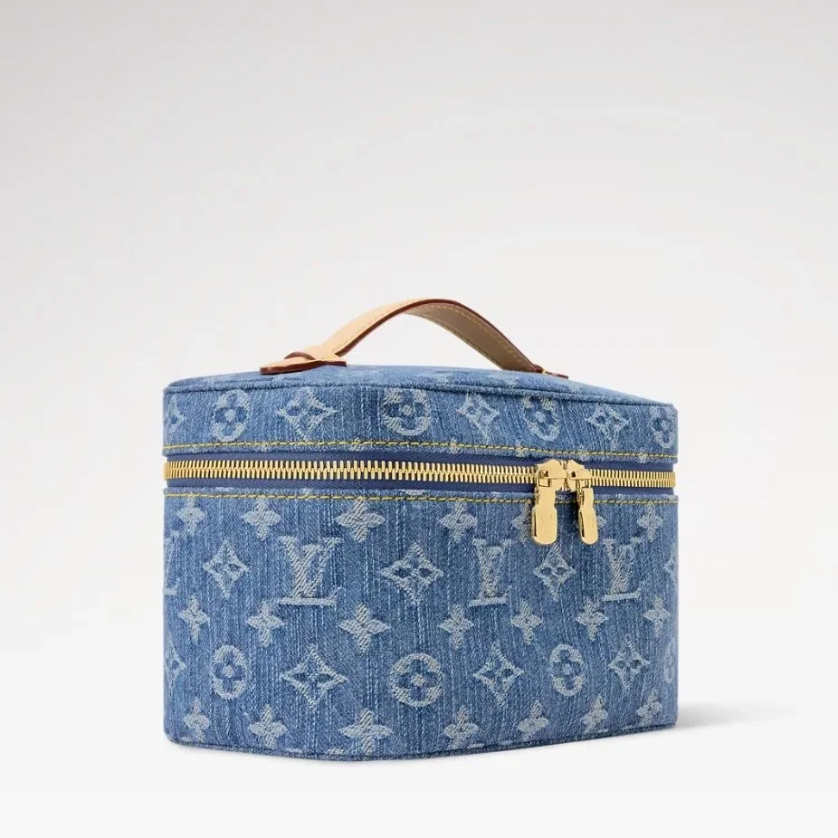 Louis Vuitton Nice Mini Top Handle Bag in Blue Denim Gold Hardware