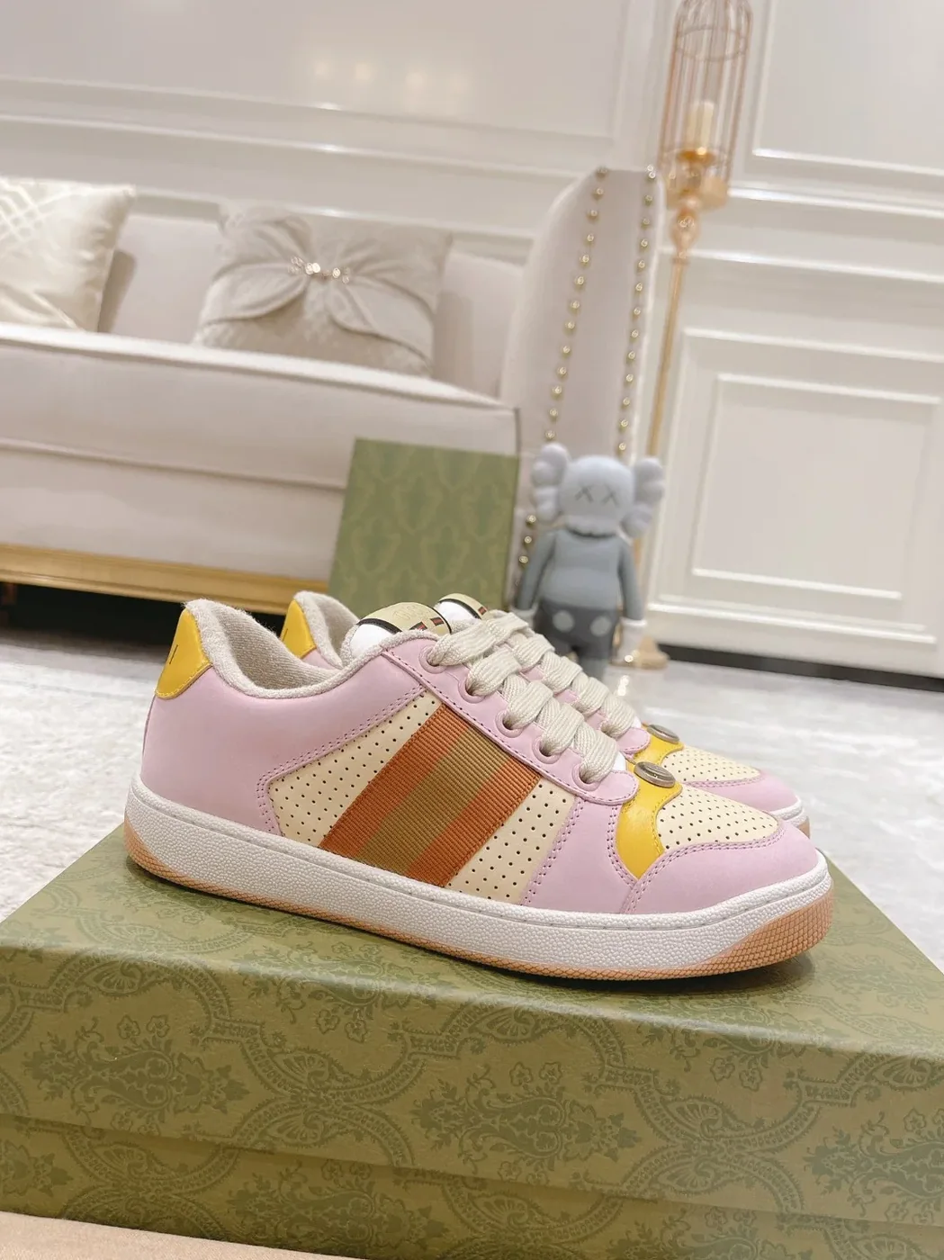 Gucci Lovelight Screener Sneaker Pale Pink GG Shoes
