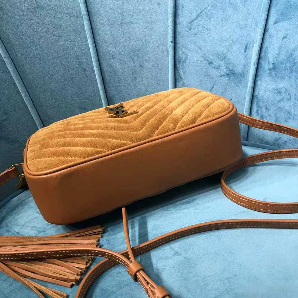 Saint Laurent YSL Lou Camera Bag in Quilted Suede and Smooth Leather for Women