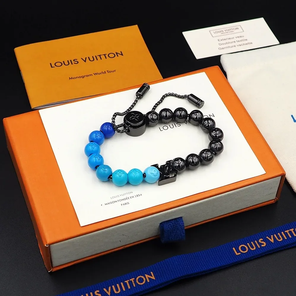 Louis Vuitton Beads Bracelet Blue in Black Louis Vuitton Beads Bracelet Blue in Black