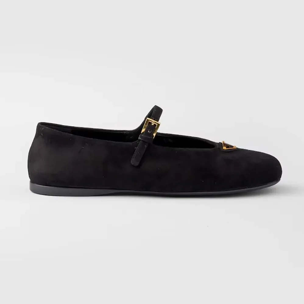 Prada Suede Ballerinas for Women in Black