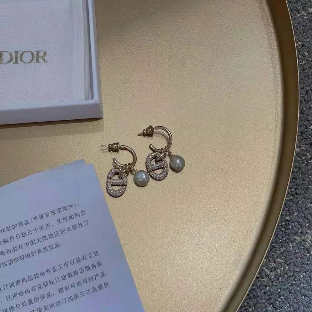 Dior CD Navy Earrings Gold for Women in Finish Metal Dior CD Navy Earrings Gold for Women in Finish Metal