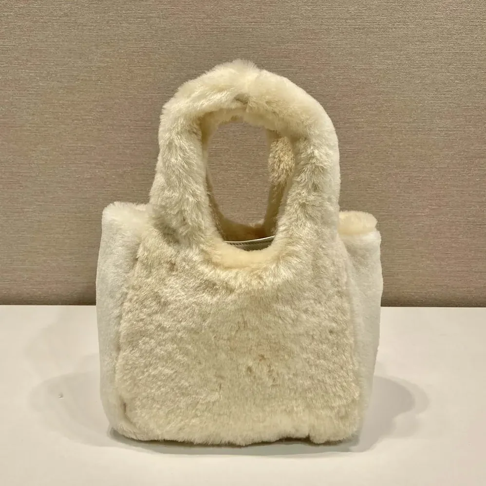 Prada Shearling Mini Handbag for Women in Beige