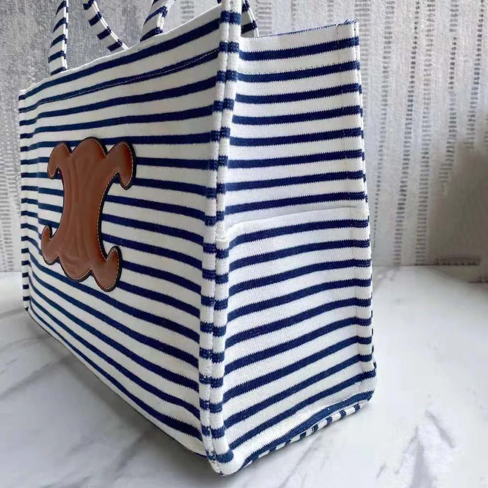 Celine Large Cabas Thais in Striped Textile for Women Celine Large Cabas Thais in Striped Textile for Women