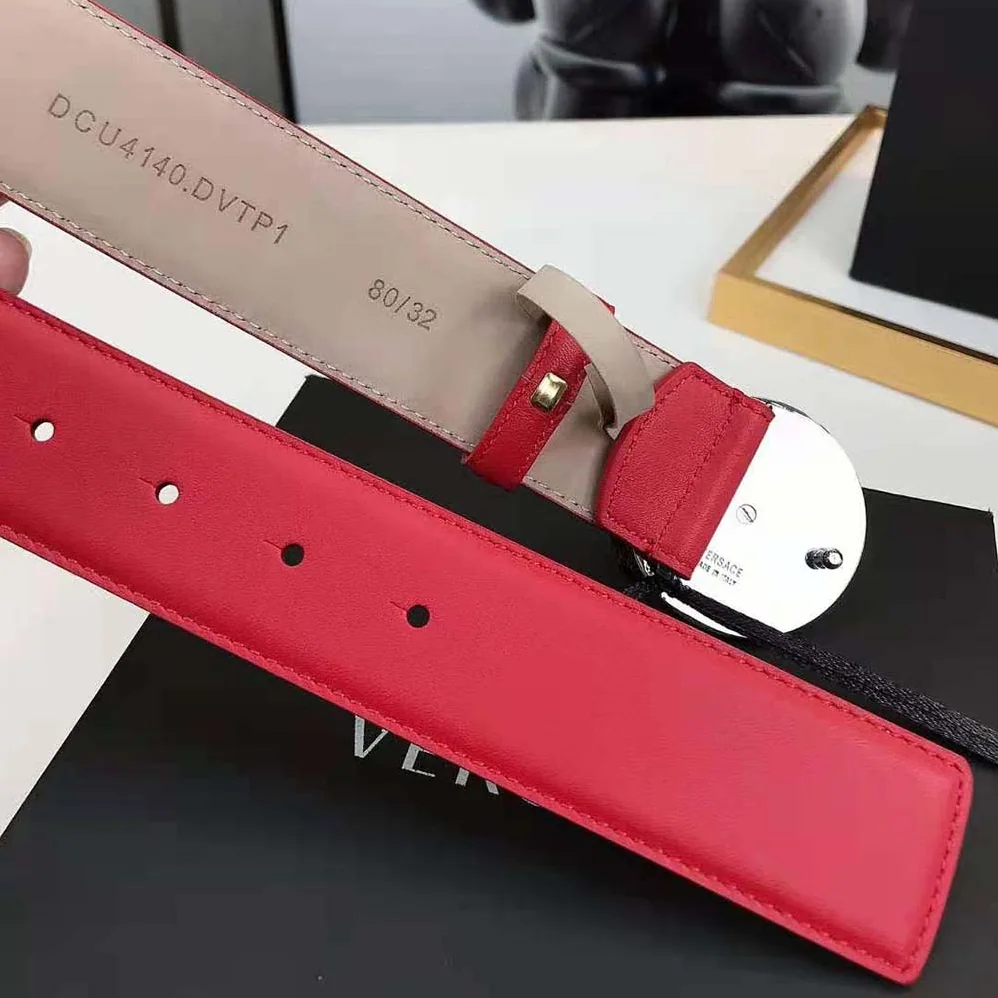 Versace Medusa Biggie Reversible Leather Belt for Men in Red Versace Medusa Biggie Reversible Leather Belt for Men in Red