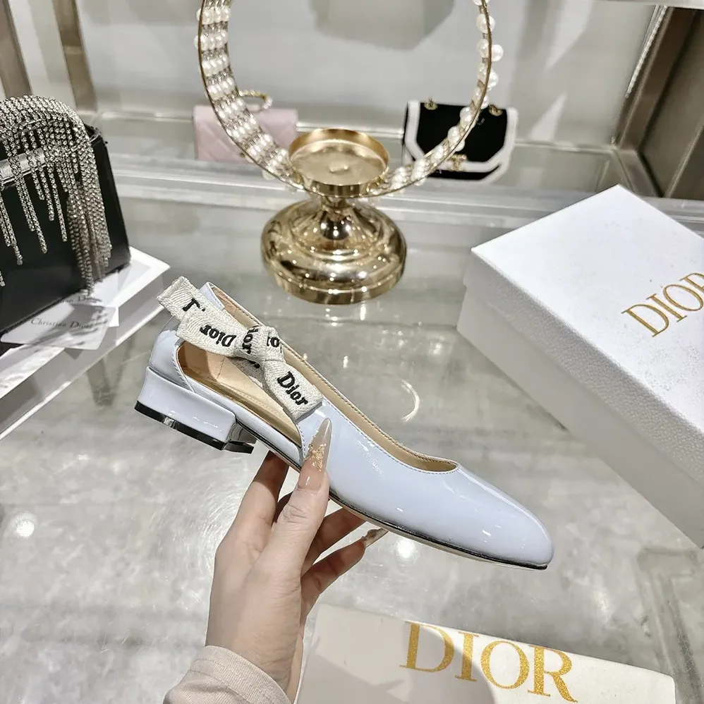 Dior J'Adior Ballet Flat Ice Lagoon Patent Calfskin for Women