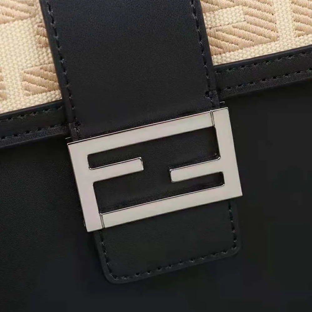 Fendi Flat Baguette Leather Bag for Men in Black
