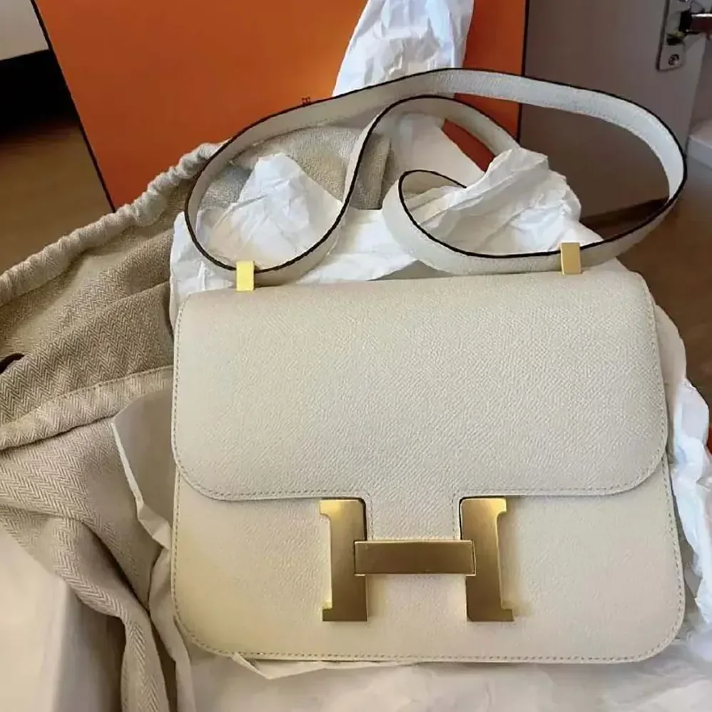 Hermes Constance 24 Bag Epsom Leather for Women in White/Gold