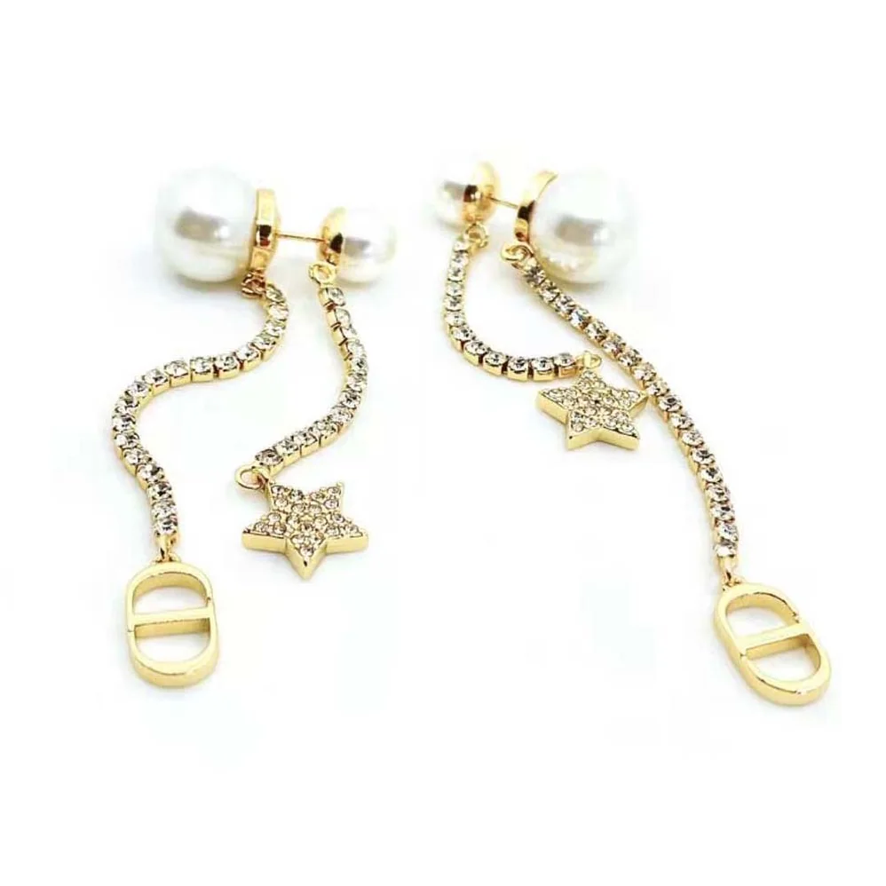Dior Tribales Earrings Gold-Finish Metal White Resin Pearls and White Crystals for Women Dior Tribales Earrings Gold-Finish Metal White Resin Pearls and White Crystals for Women