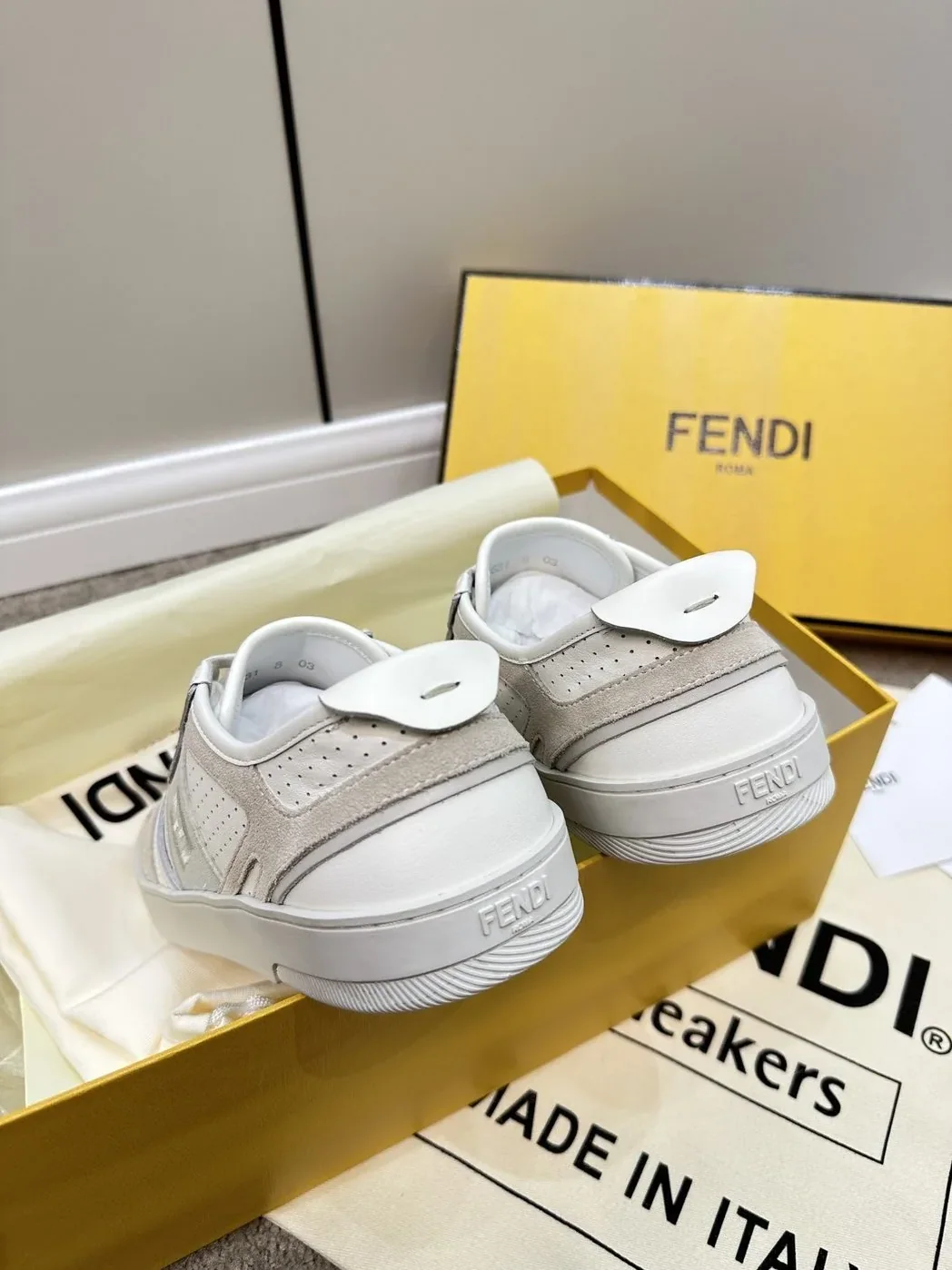Fendi Lace in Up Sneakers Cream Fendi Lace in Up Sneakers Cream