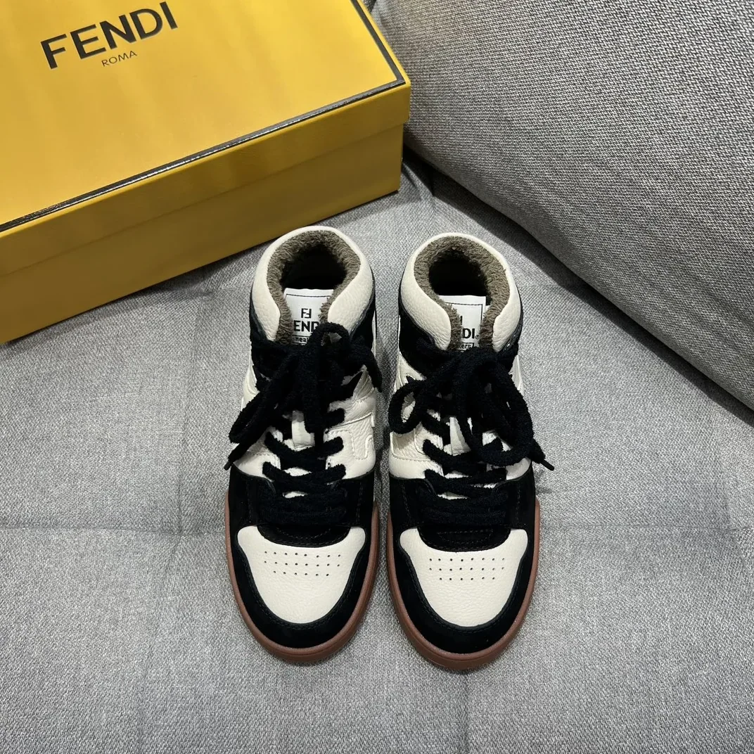 Fendi FD Fendi Match Lace-Up Hight-Tops Sneakers Black 8E8358AHH2F1FZB Fendi FD Fendi Match Lace-Up Hight-Tops Sneakers Black 8E8358AHH2F1FZB
