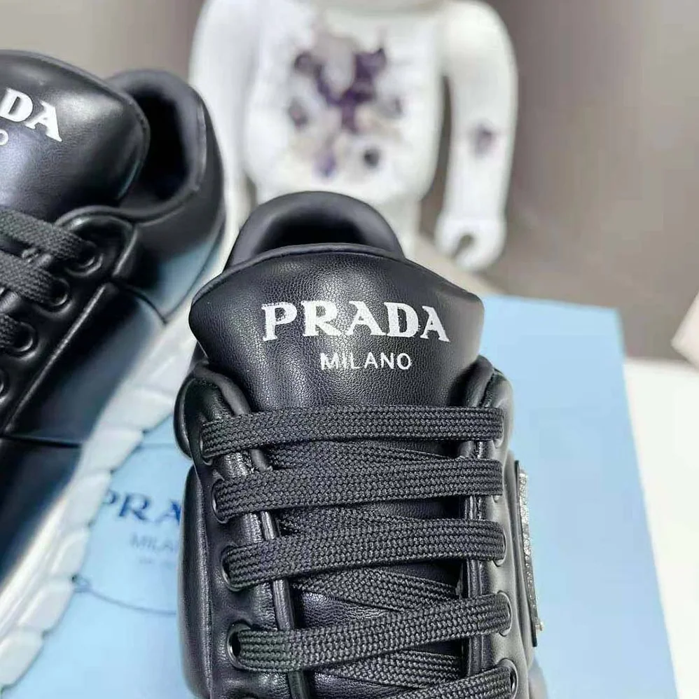 Prada Padded Nappa Leather Sneakers for Women in Black Prada Padded Nappa Leather Sneakers for Women in Black