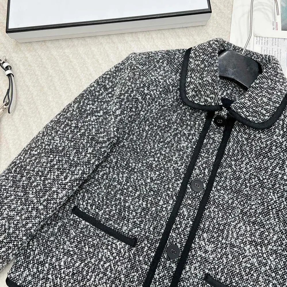 Dior Jacket Black Wool for Women in Blend Heathered Textured Knit