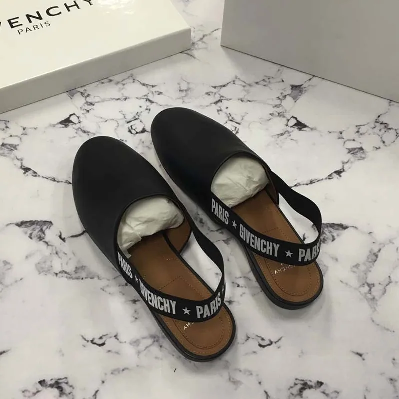 Givenchy Sling Back Givenchy Stars Flat Mules Shoes Black for Women