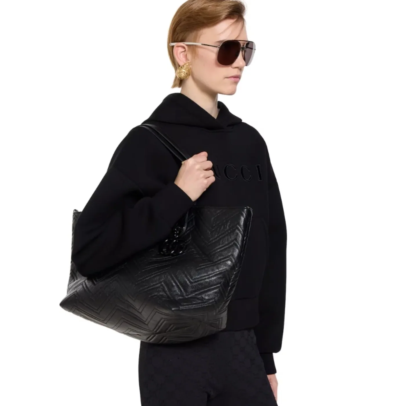 Gucci Marmont Large Tote Bag in Black Black Hardware Gucci Marmont Large Tote Bag in Black Black Hardware