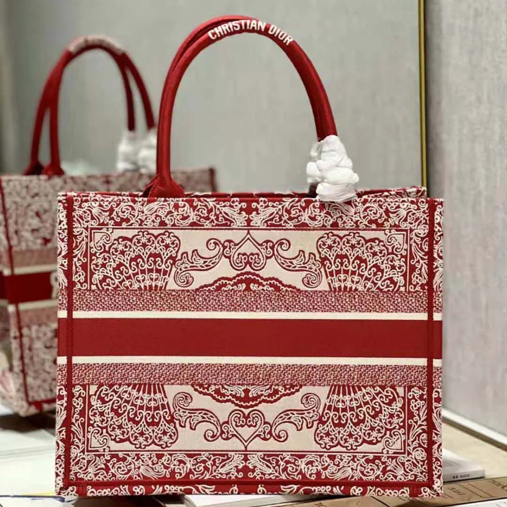 Dior Medium Dior Book Tote White and Red Dior Bandana Embroidery for Women Dior Medium Dior Book Tote White and Red Dior Bandana Embroidery for Women