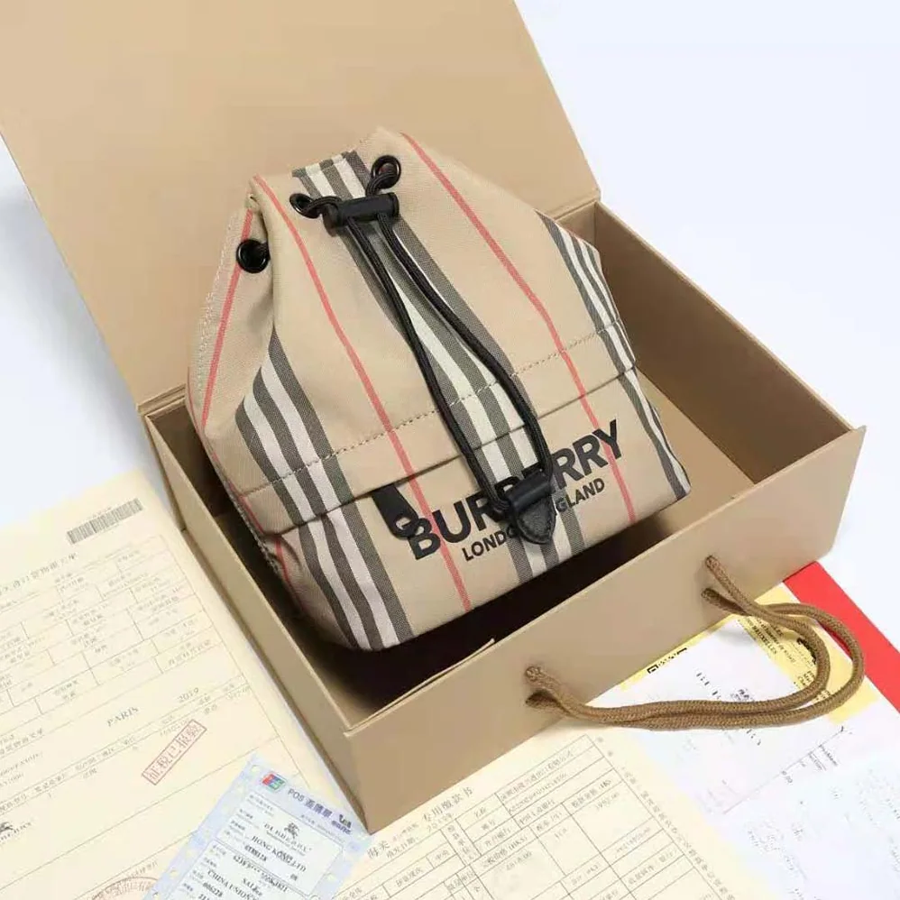 Burberry Icon Stripe ECONYL Drawcord Pouch for Women Burberry Icon Stripe ECONYL Drawcord Pouch for Women