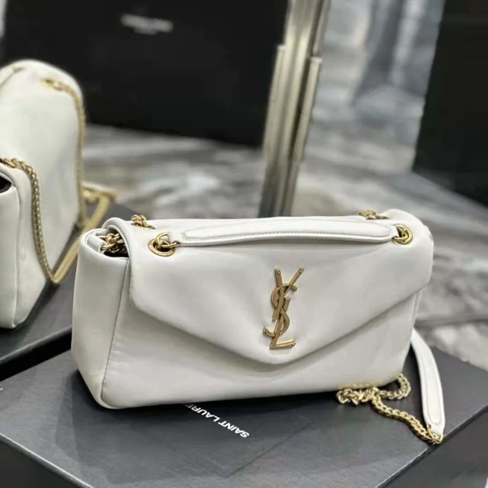 Saint Laurent YSL Calypso in Lambskin for Women in White Saint Laurent YSL Calypso in Lambskin for Women in White