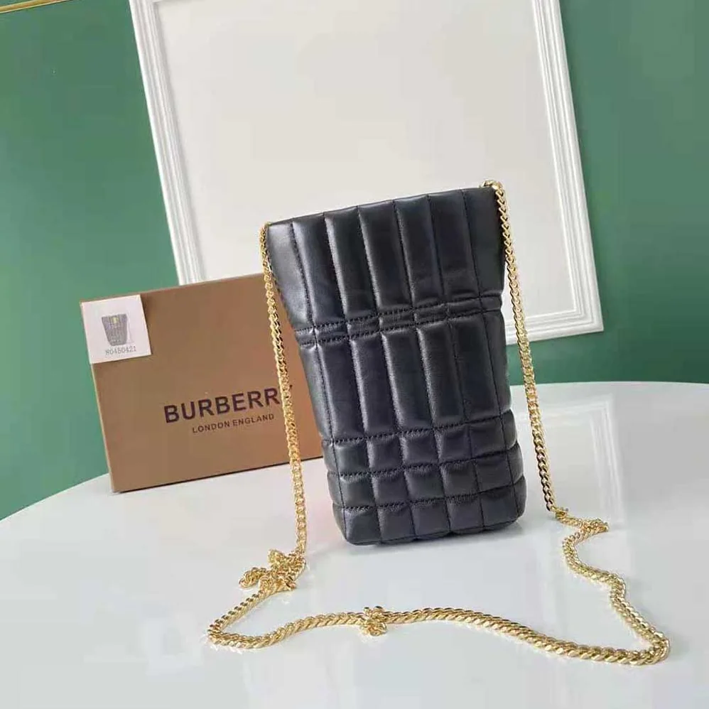 Burberry Micro Quilted Lambskin Lola Bucket Bag for Women in Black