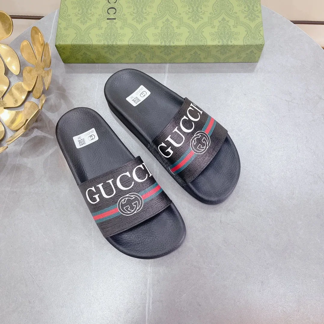 Gucci Logo Rubber Slide With Web Black for Women Gucci Logo Rubber Slide With Web Black for Women