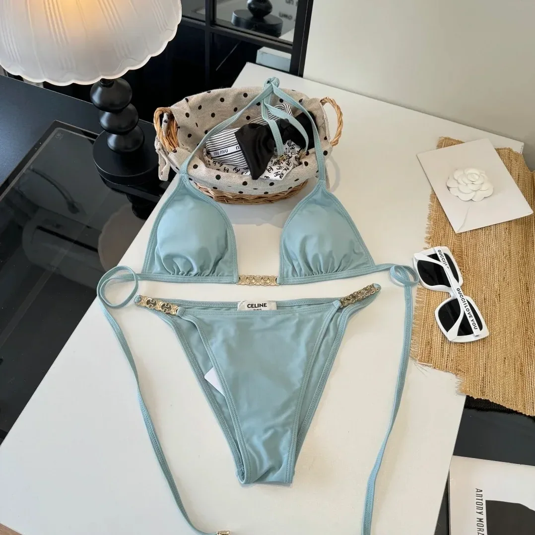 Celine Triomphe Triangle Bikini Mineral Blue Celine Triomphe Triangle Bikini Mineral Blue