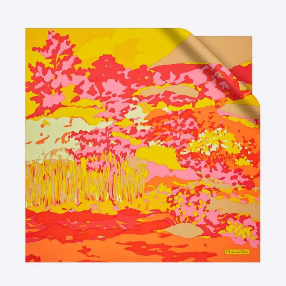 Dior D-Wood Square Scarf Multicolor Silk Twill for Women Dior D-Wood Square Scarf Multicolor Silk Twill for Women