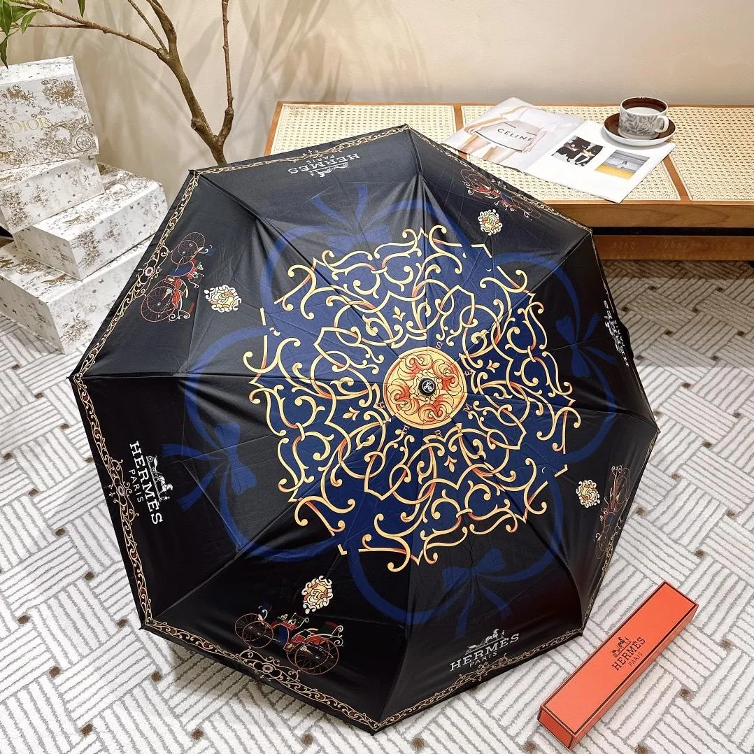 Fendi Logo Compact Umbrella Black