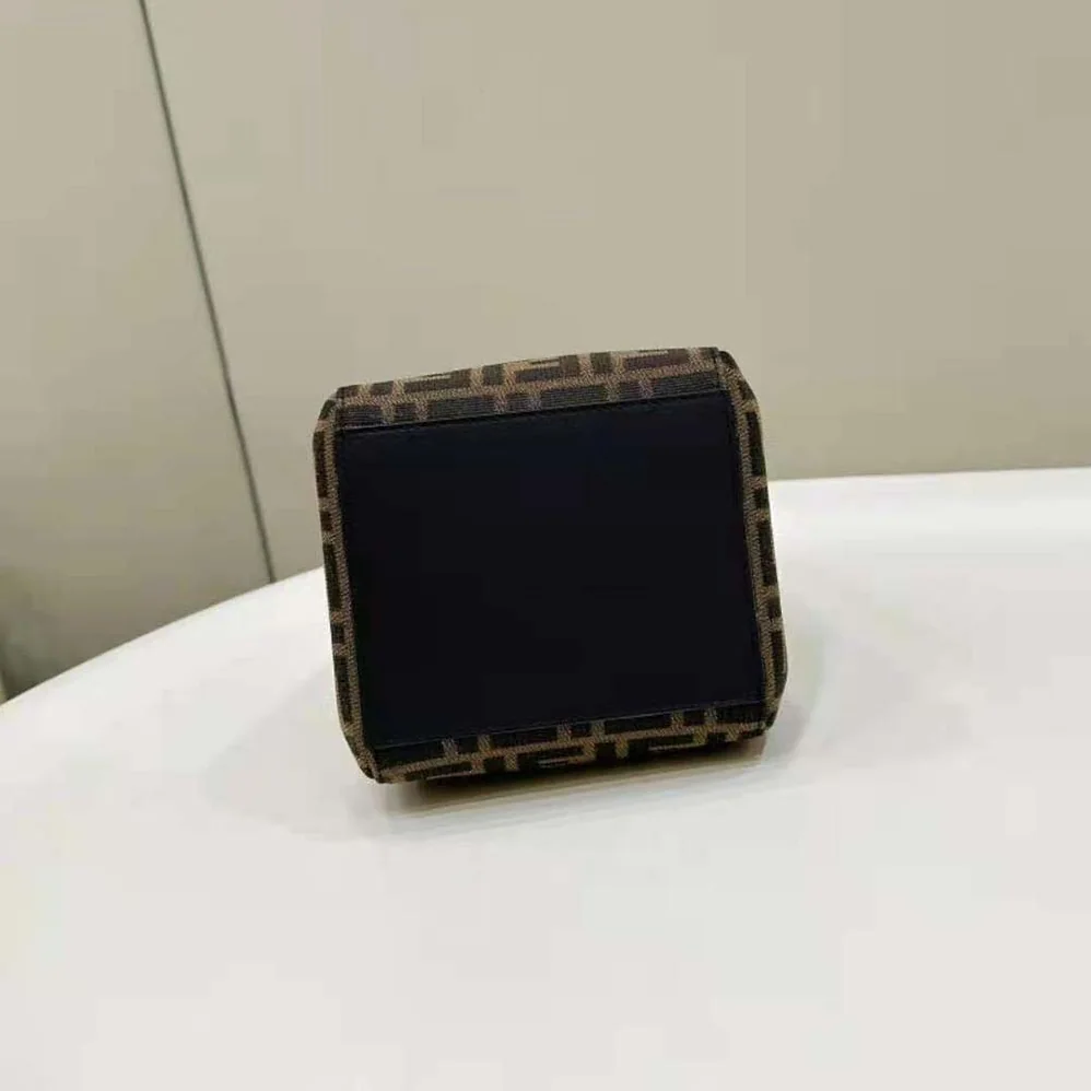 Fendi Origami Mini Brown FF Jacquard Fabric Mini Bag That Can be Transformed for Women