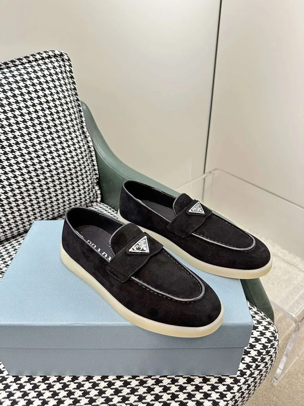 Prada Brushed Loafers Black