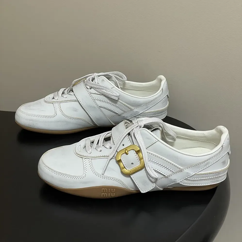 Miu Miu Gymnasium Leather Sneakers With Strap and Buckle for Women