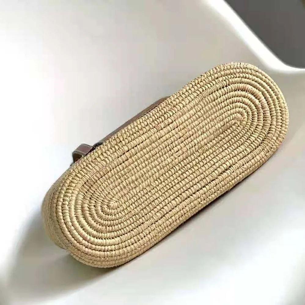 Loewe Small Square Basket Bag in Raffia and Calfskin for Women in Brown Loewe Small Square Basket Bag in Raffia and Calfskin for Women in Brown