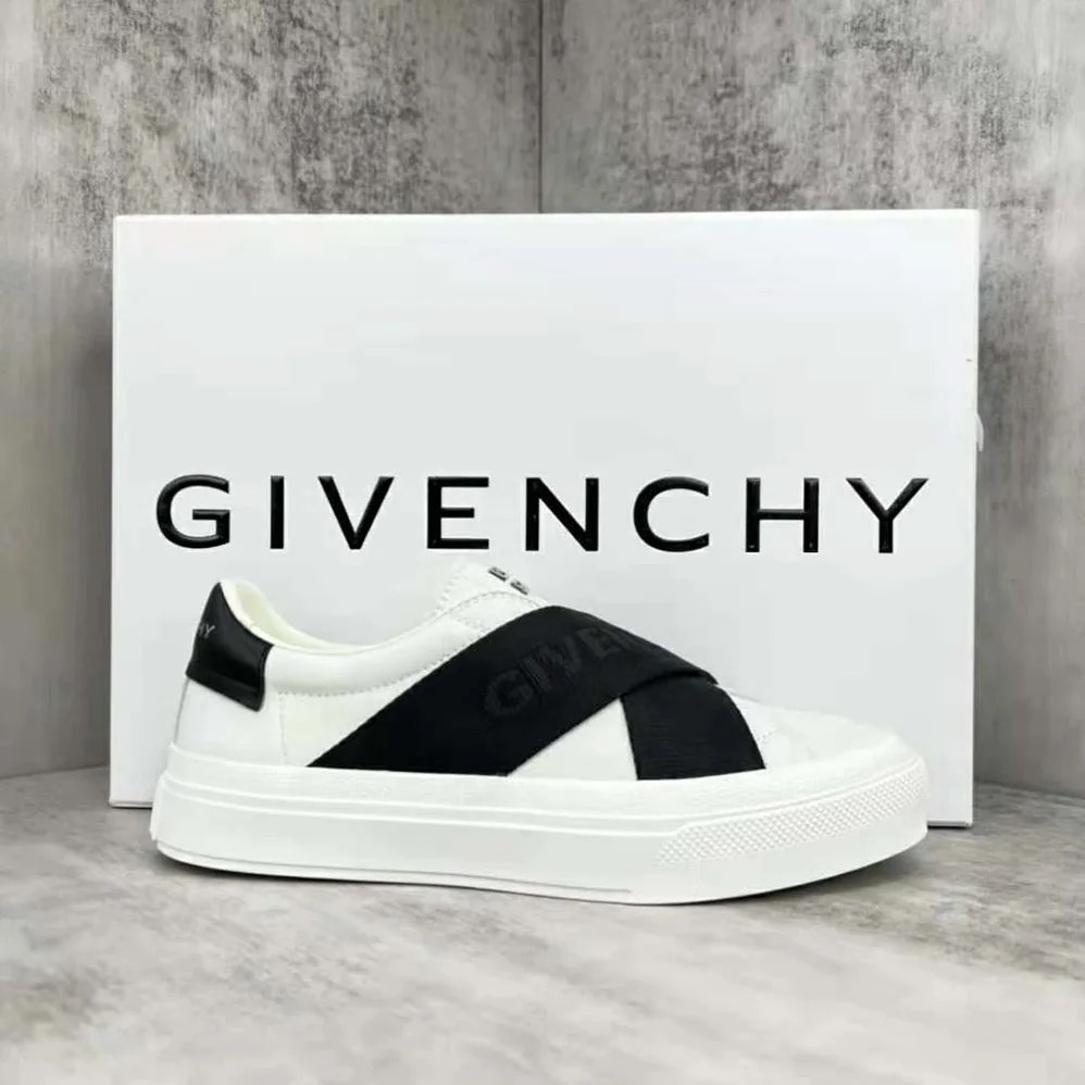 Givenchy City Sport Sneakers in Leather with Double Webbing Strap for Men in White