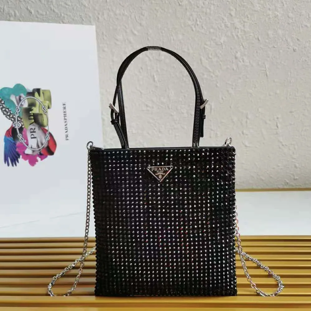 Prada Satin Handbag with Decoration for Women in Black Prada Satin Handbag with Decoration for Women in Black