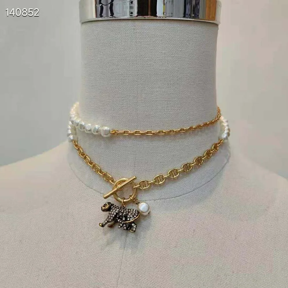 Dior Toile De Jouy Necklace Antique Gold-Finish Metal, Freshwater Pearl for Women Dior Toile De Jouy Necklace Antique Gold-Finish Metal, Freshwater Pearl for Women