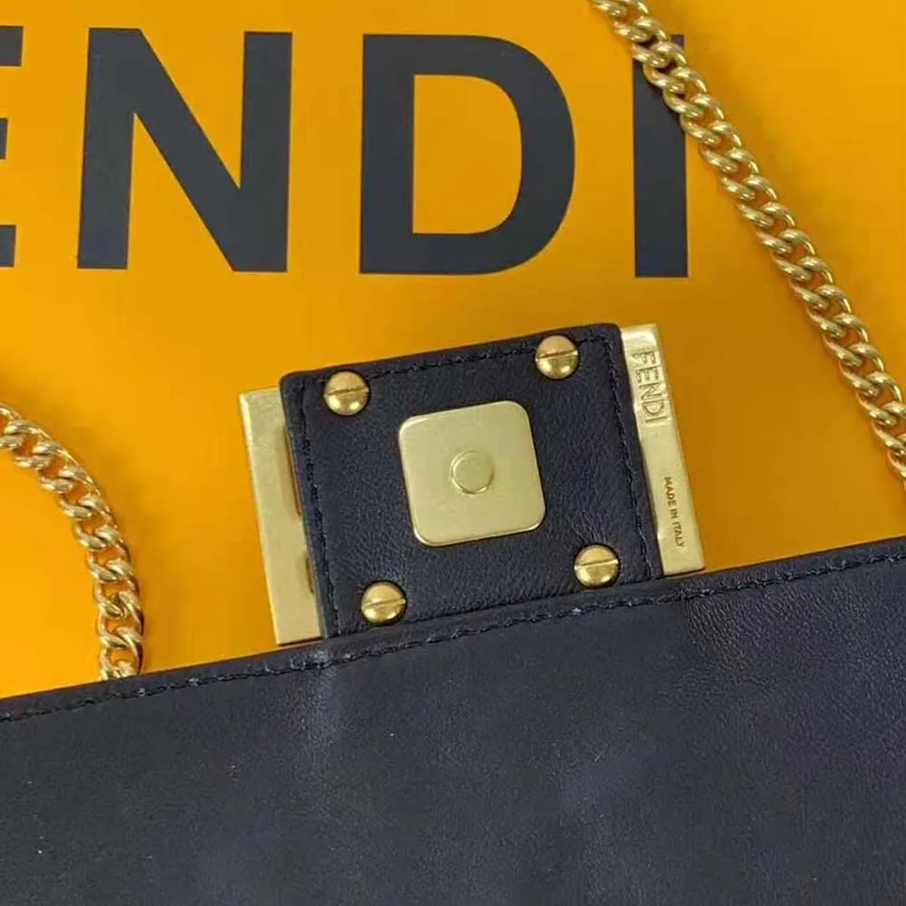 Fendi Baguette Black Leather Bag for Women