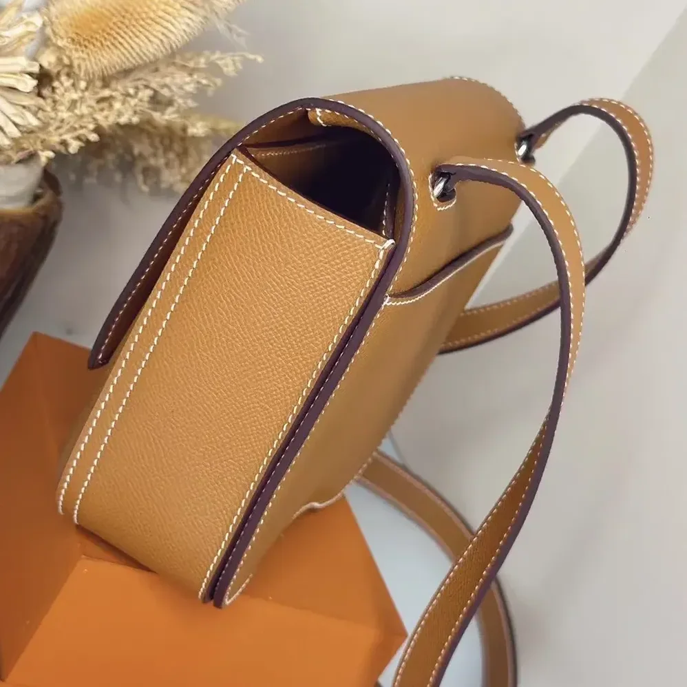 Hermes Della Cavalleria Mini Bag Epsom Leather for Women in Brown/Silver