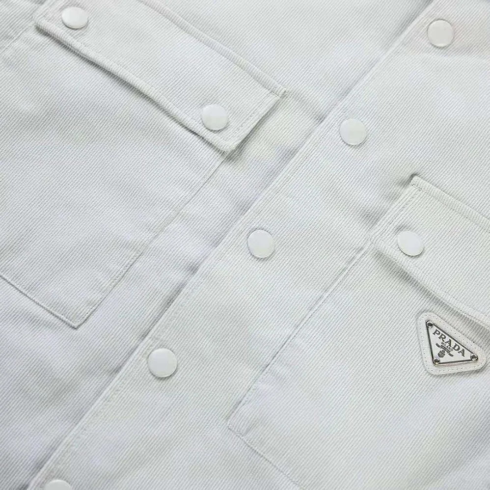 Prada Pinwale Corduroy Shirt for Men in White Prada Pinwale Corduroy Shirt for Men in White