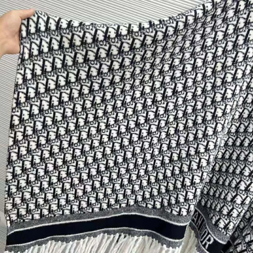 Dior Oblique Poncho Navy Blue Cashmere for Women Dior Oblique Poncho Navy Blue Cashmere for Women