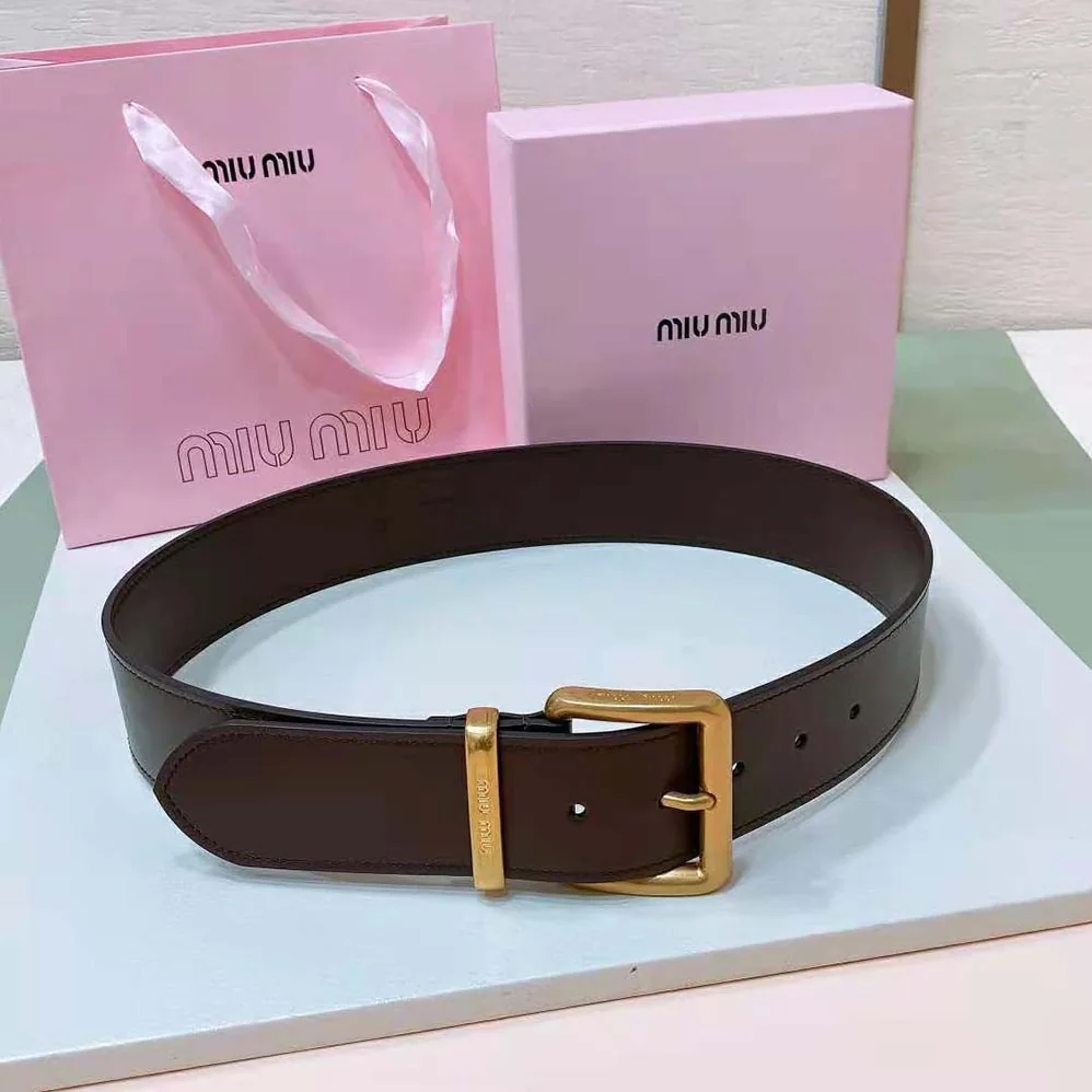 Miu Miu Leather Belt-Chocolate 5CC589_2E6Y_F0038 for Women Miu Miu Leather Belt-Chocolate 5CC589_2E6Y_F0038 for Women