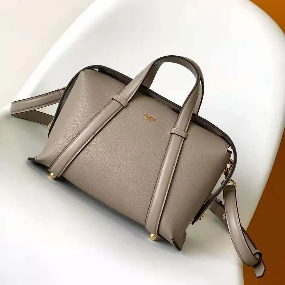 Fendi Boston 365 Dove Gray Leather Bag for Women Fendi Boston 365 Dove Gray Leather Bag for Women