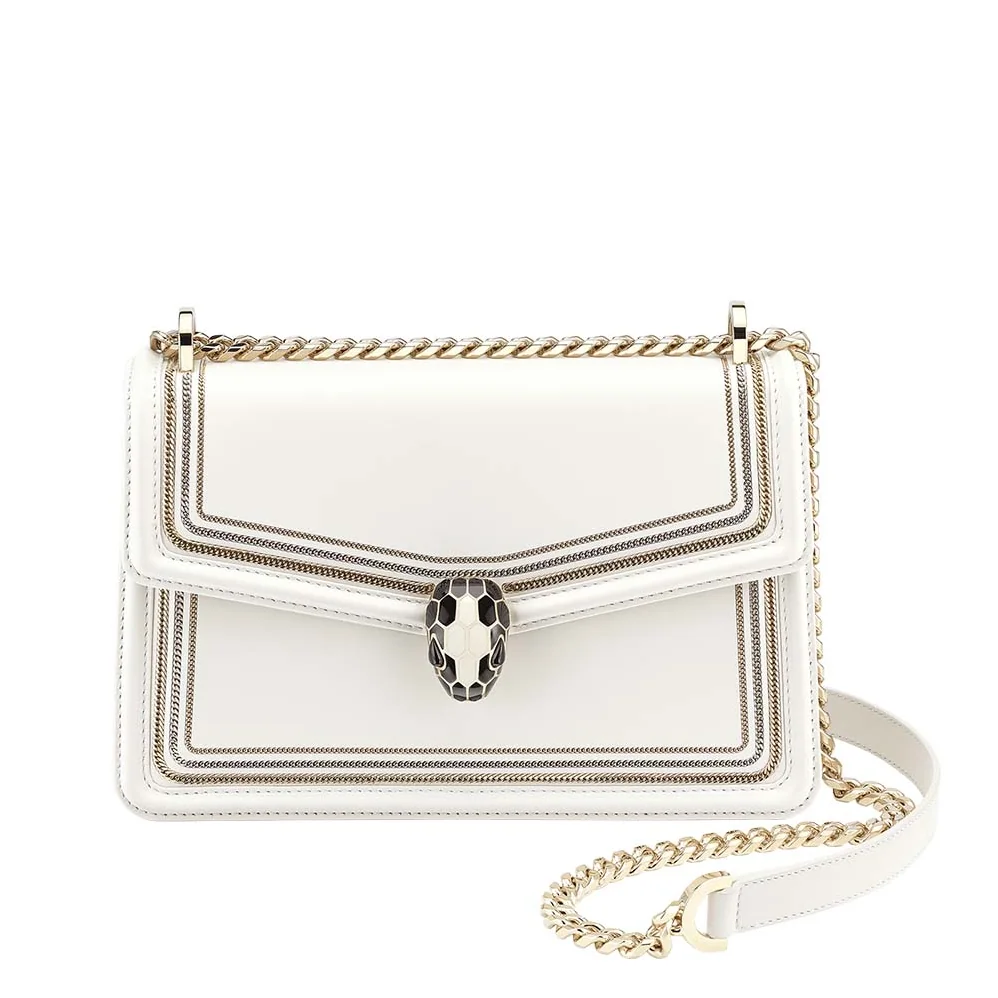 Bvlgari Serpenti Diamond Blast Shoulder Bag for Women in White Bvlgari Serpenti Diamond Blast Shoulder Bag for Women in White