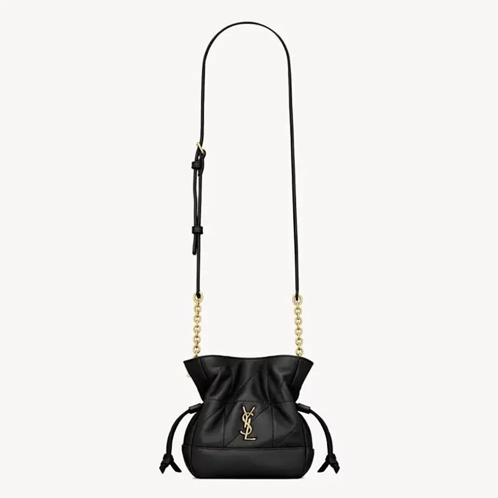 Saint Laurent YSL Jamie Mini Shoulder Pouch in Lambskin for Women in Black Saint Laurent YSL Jamie Mini Shoulder Pouch in Lambskin for Women in Black