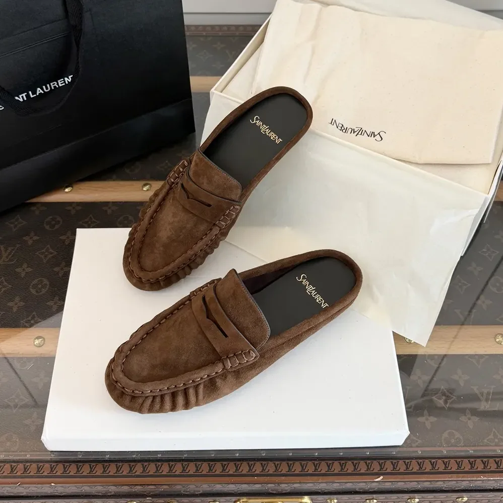 Saint Laurent YSL Le Loafer Mules in Suede for Unisex Saint Laurent YSL Le Loafer Mules in Suede for Unisex
